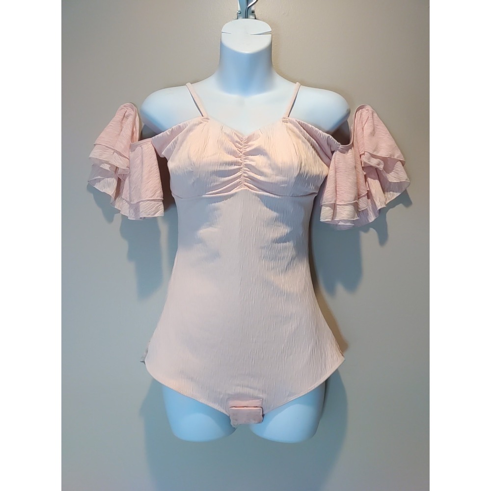 Dk Clothing Dusty Pink Pin Up Cold Shoulder Sheer Backside One Piece Size 2XL